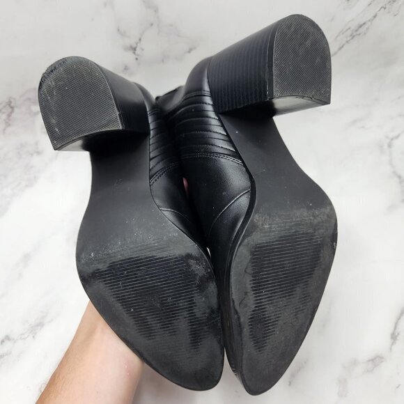 H&M Leather Pointed Toe Black Ankle Boots Booties Women's Size 37 (US 6) - Picture 10 of 11